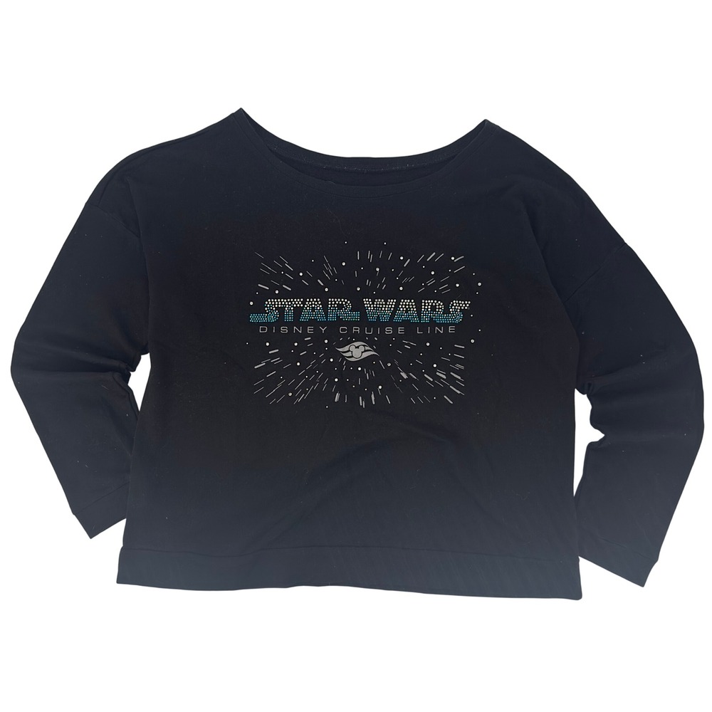 Star Wars Disney Cruise Line Rhinestone Top Black Long Sleeve‎ XL